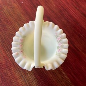 Fenton uranium glass basket signed